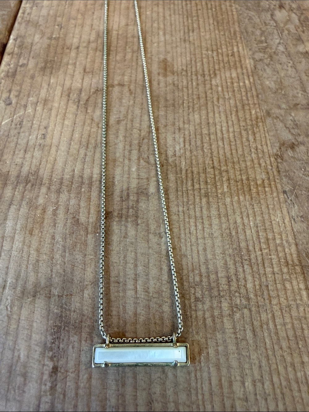 Kendra Scott Gold Bar Necklace with White Inlay